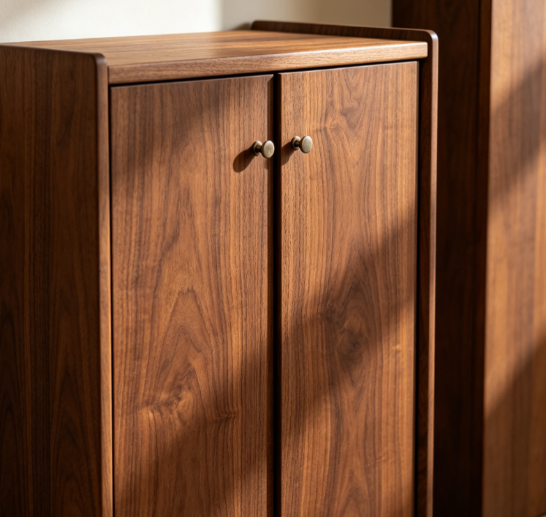 Walnut Finish Hallway Storage Cabinet